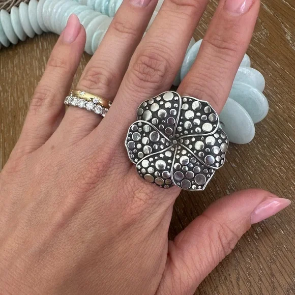 John Hardy Sterling Silver Flower Ring - Picture 1 of 4